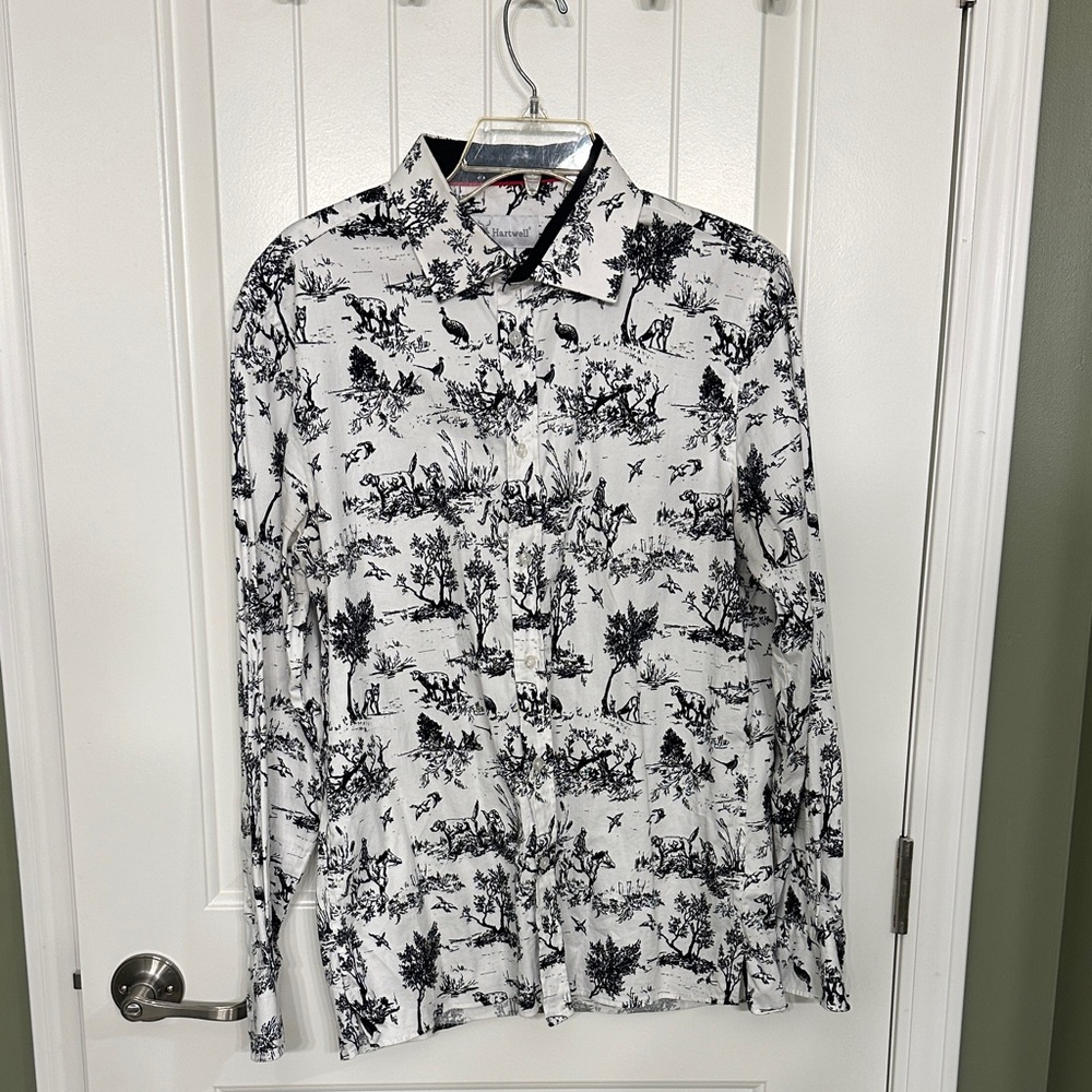 Monochrome Forest Print Men's Button Down Shirt by Hartwell